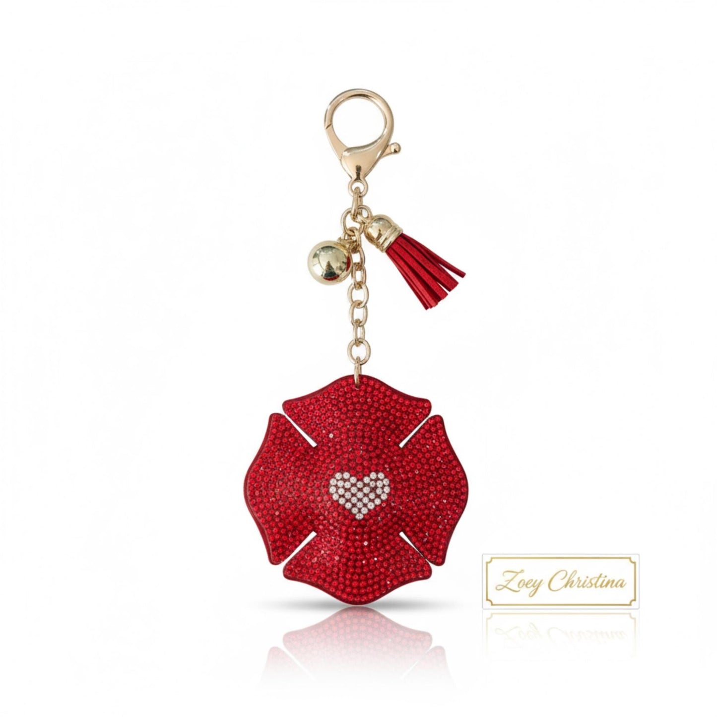 Fire Wife Badge Keychain: Firefighter Maltese Bag charm gift