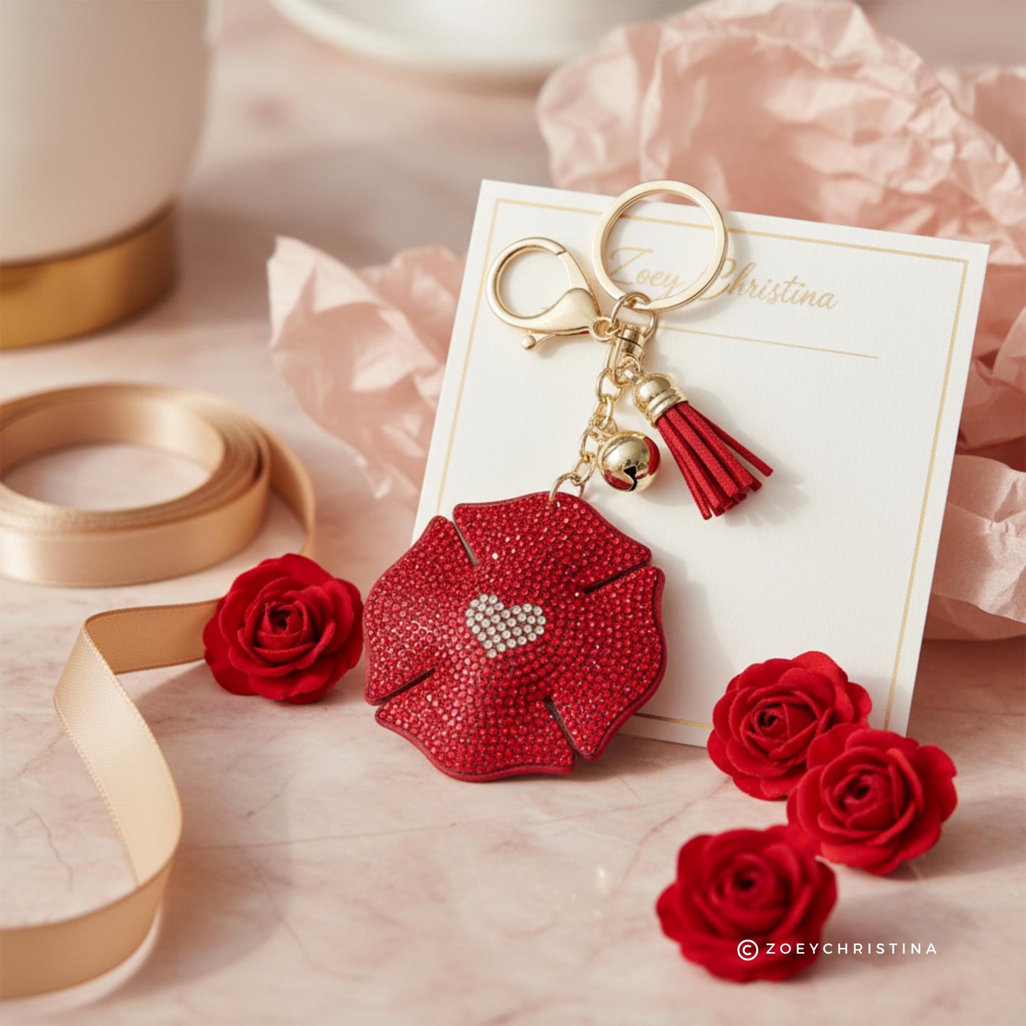 Fire Wife Badge Keychain: Firefighter Maltese Bag charm gift