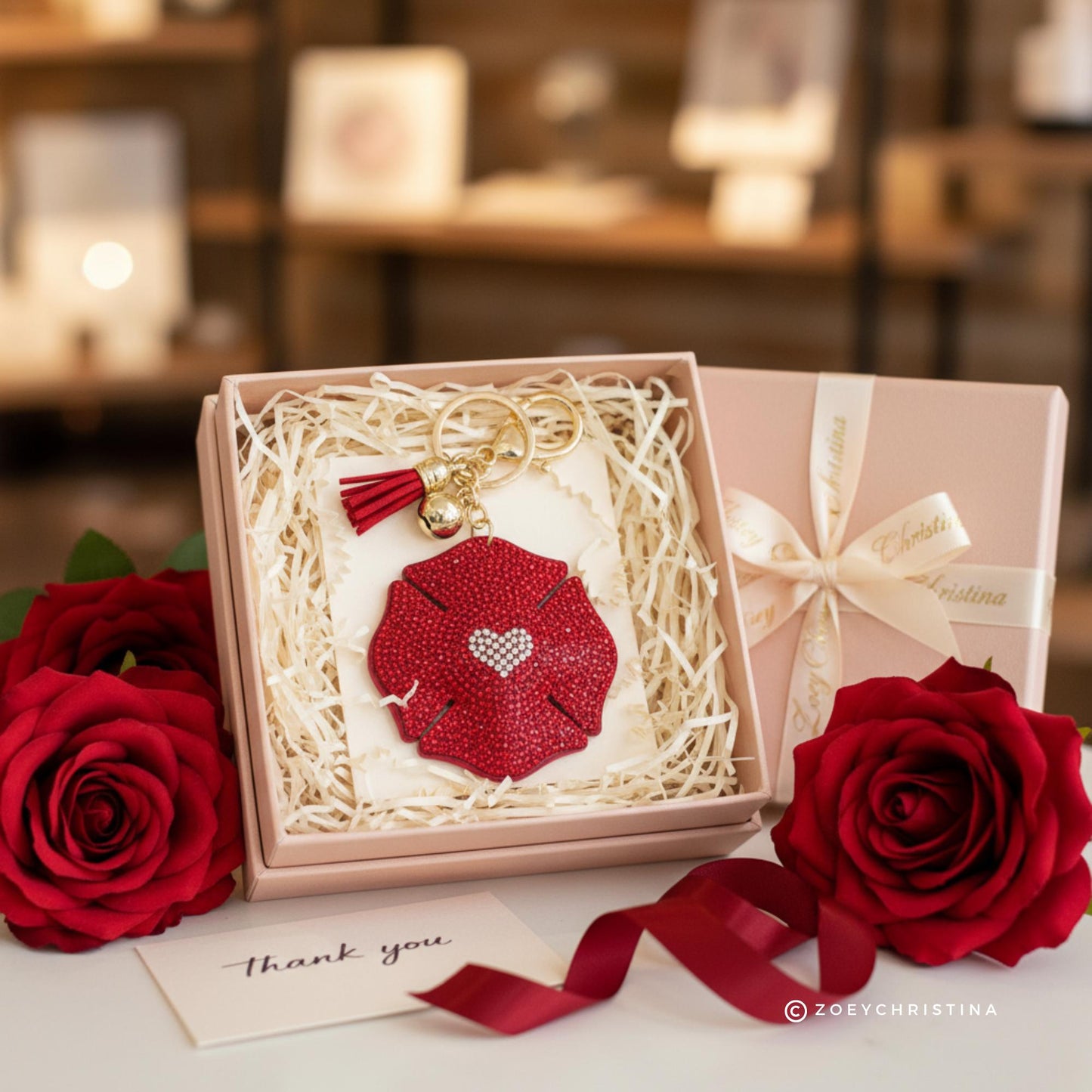 Fire Wife Badge Keychain: Firefighter Maltese Bag charm gift