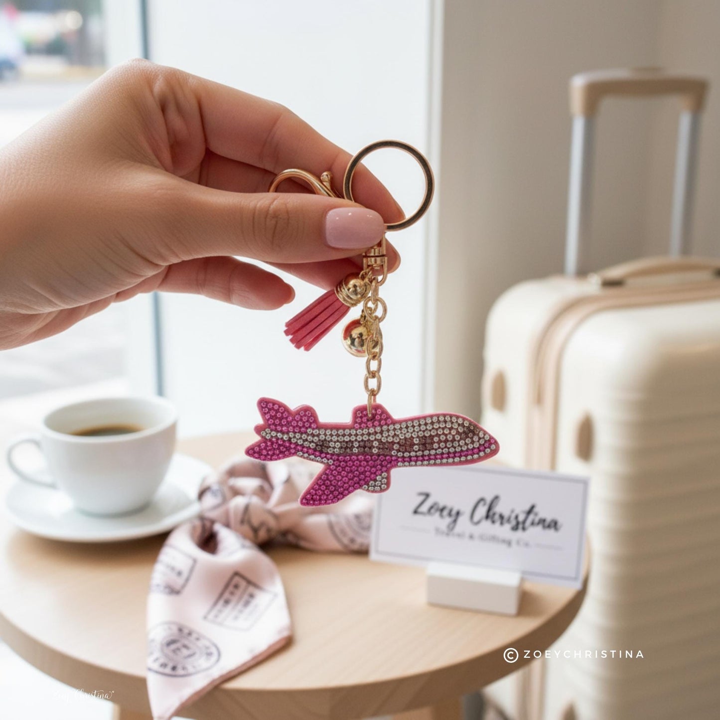 Airplane Bag Charm Keychain: Flight Attendant Gift, Travel Lover Accessory