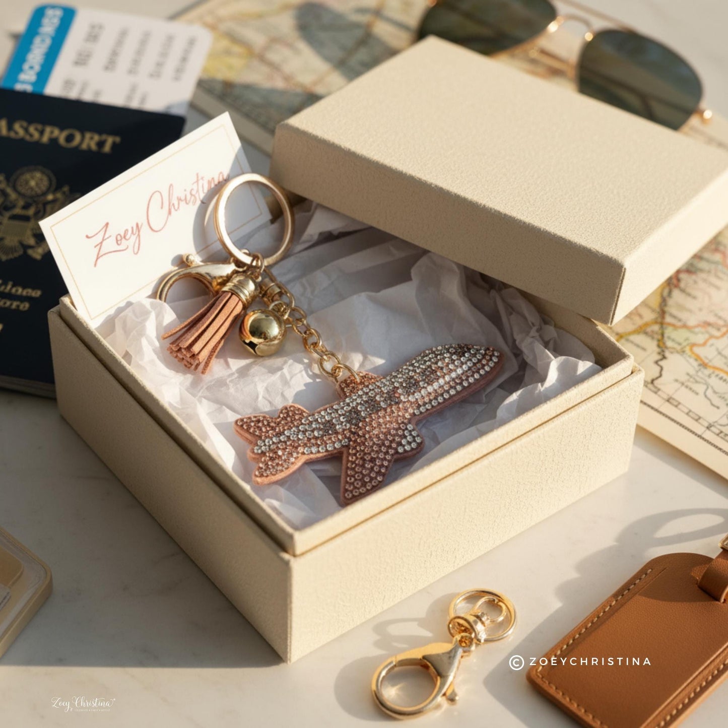 Airplane Bag Charm Keychain: Flight Attendant Gift, Travel Lover Accessory