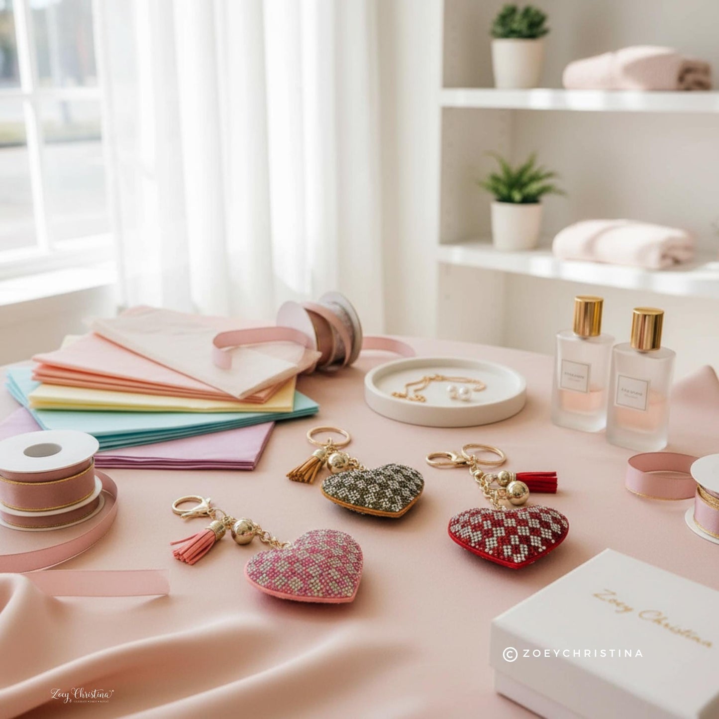 Rhinestone Heart Keychain: Sparkly Purse Charm with Tassel