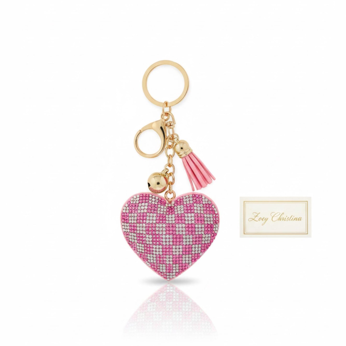 Rhinestone Heart Keychain: Sparkly Purse Charm with Tassel