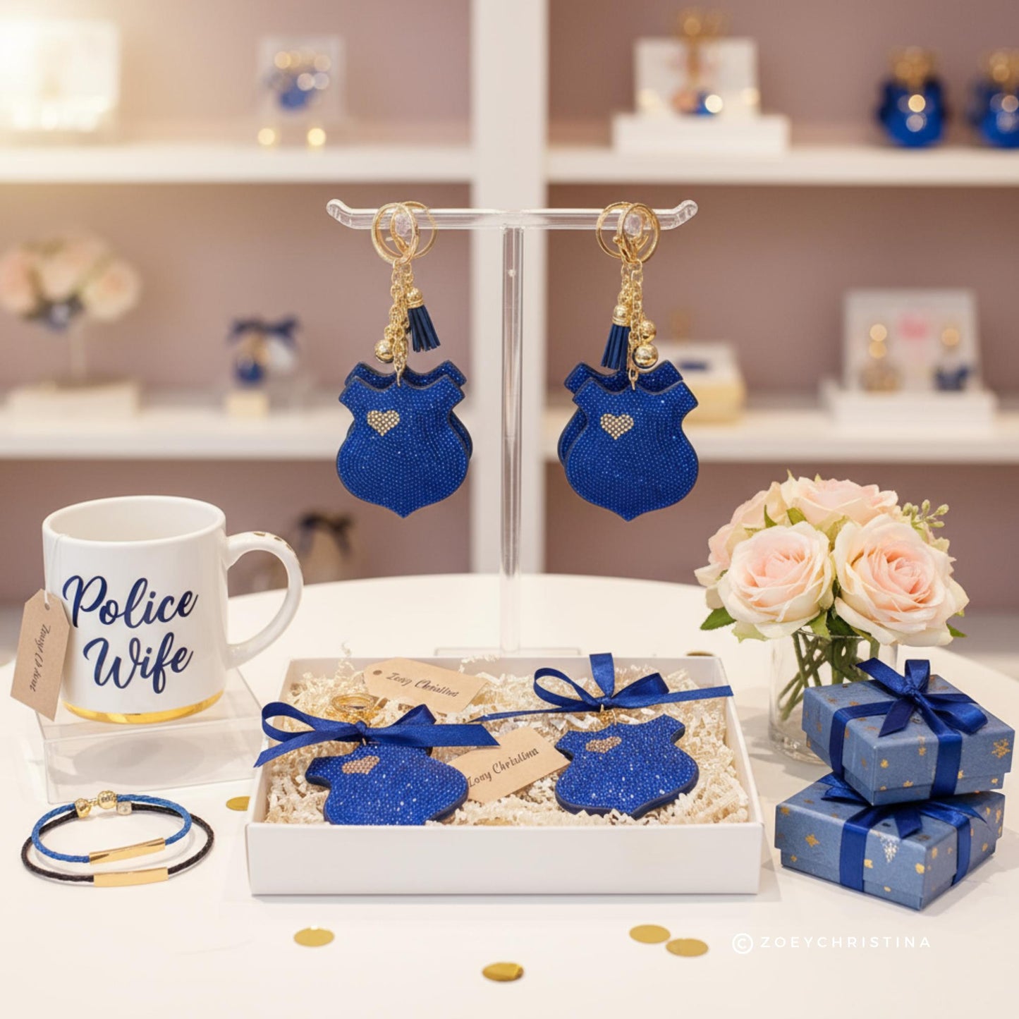 Police Badge Keychain: Law Enforcement Support Gift for LEO Spouses & Moms