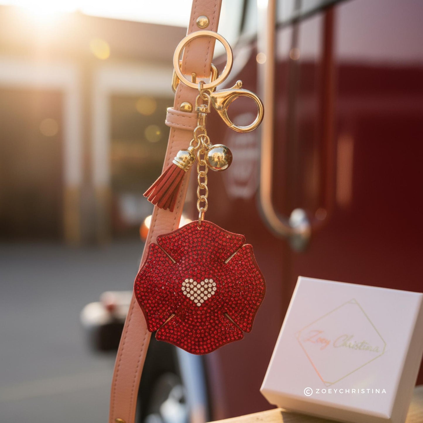 Fire Wife Badge Keychain: Firefighter Maltese Bag charm gift