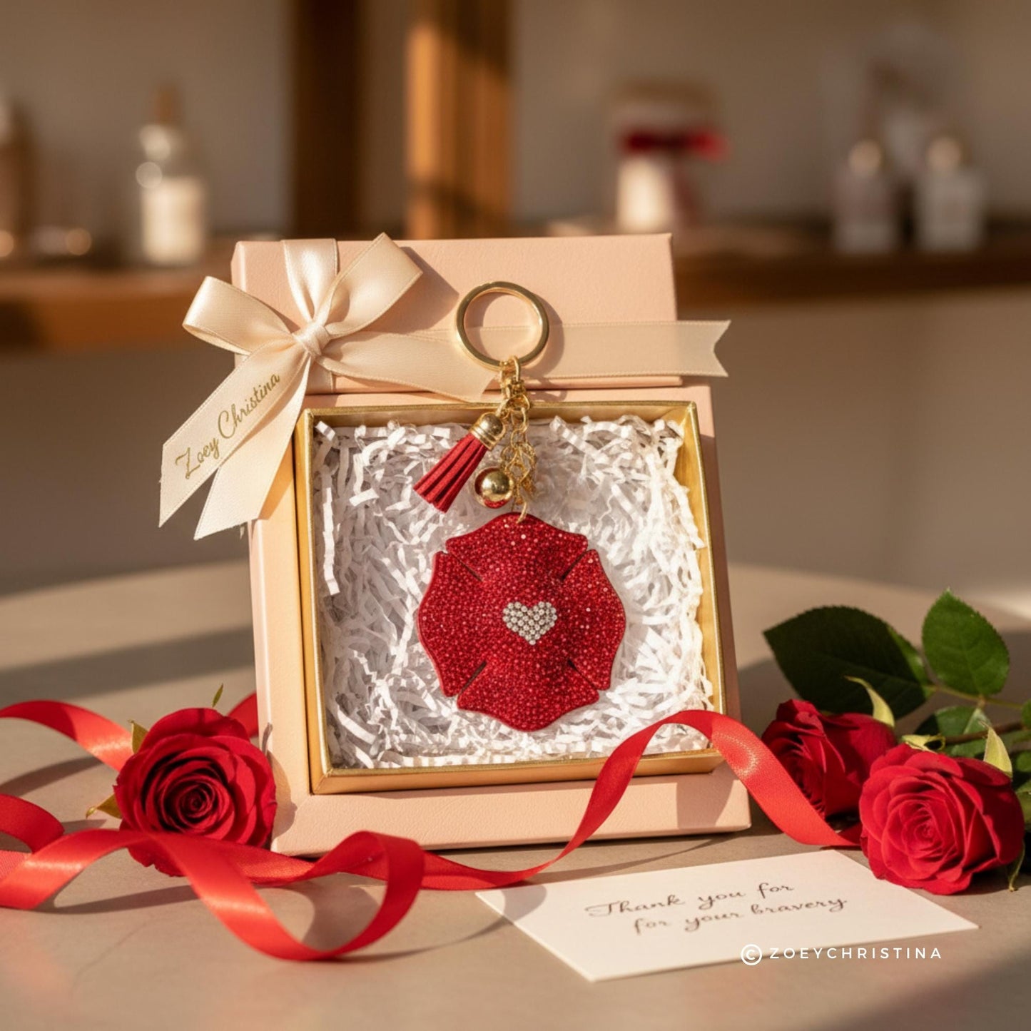 Fire Wife Badge Keychain: Firefighter Maltese Bag charm gift