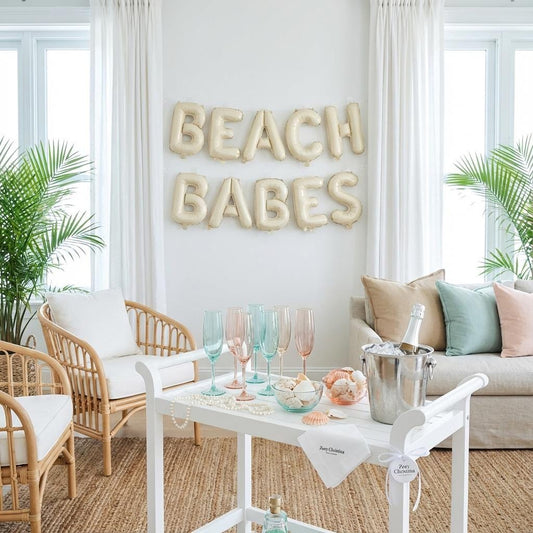 BEACH BABES Balloon Letters • Beach Bachelorette Decor • Coastal Girls’ Weekend Banner