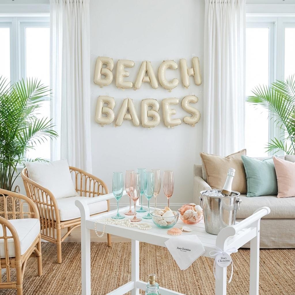 BEACH BABES Balloon Letters • Beach Bachelorette Decor • Coastal Girls’ Weekend Banner