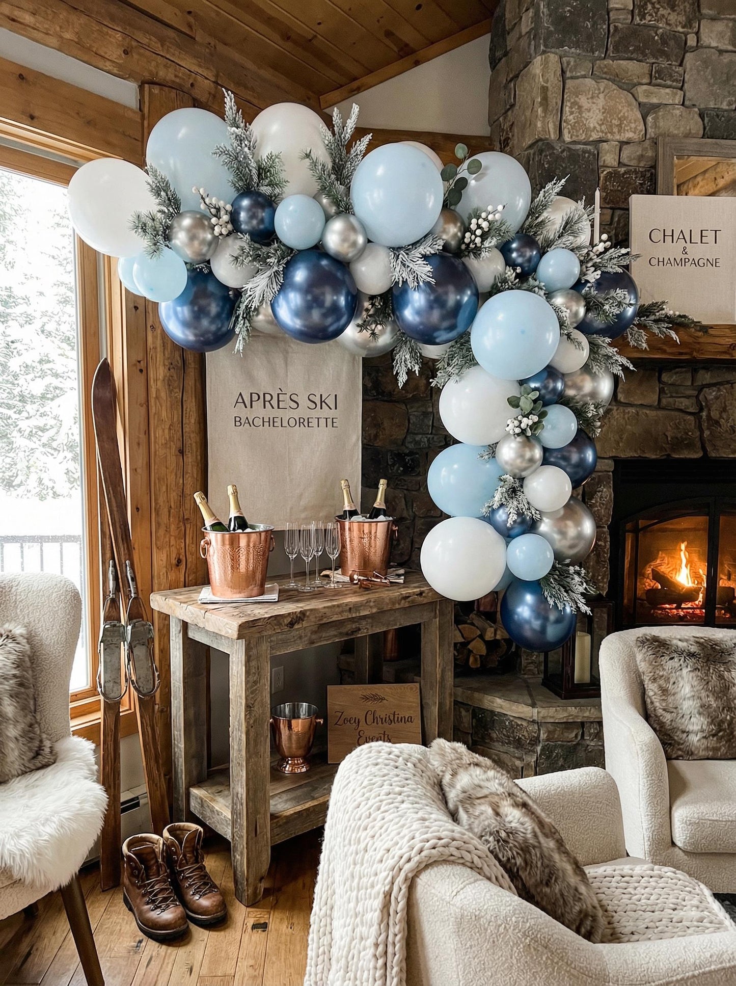 Apres Ski bachelorette decor Balloon Garland Kit: Winter Resort themed Decor