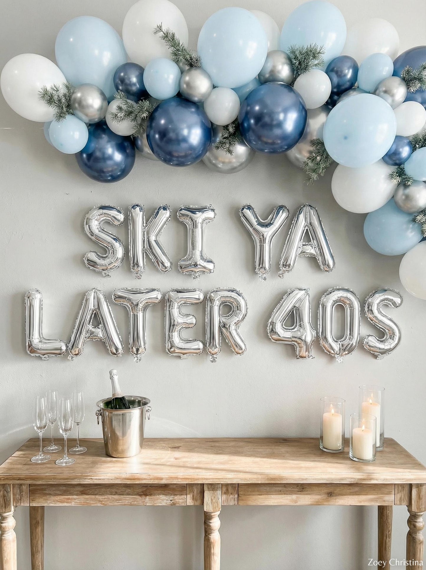 SKI YA LATER 40S Foil Balloon Letters: Après Ski Birthday Party Decor
