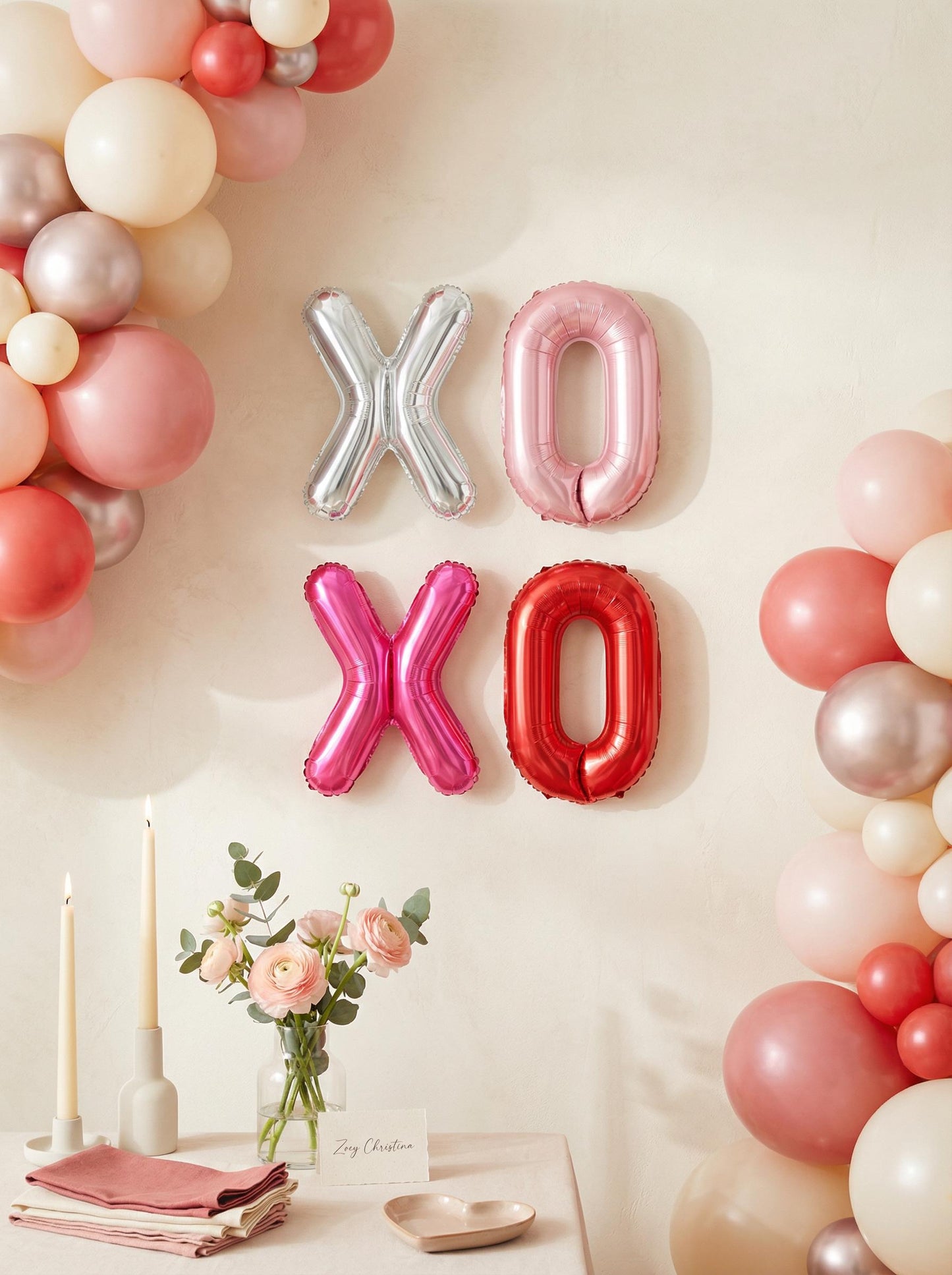 XOXO Foil Letter Balloons: Valentine Balloon Letters | Bachelorette & Bridal Shower Decor