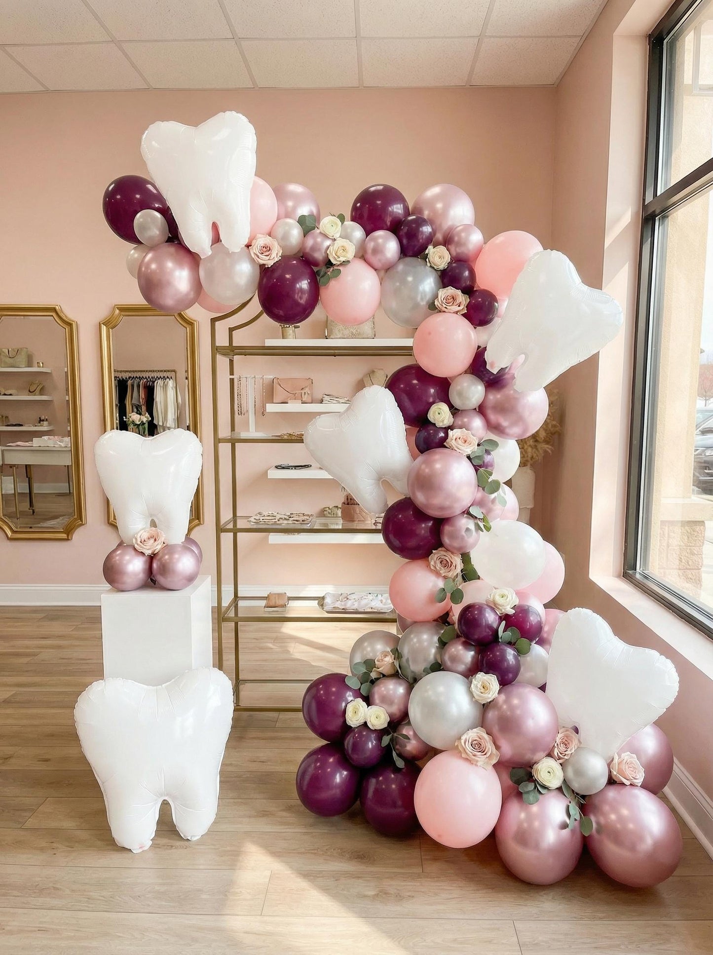 Dental Graduation Balloon Garland with Tooth Balloons: RDH School Party Decor