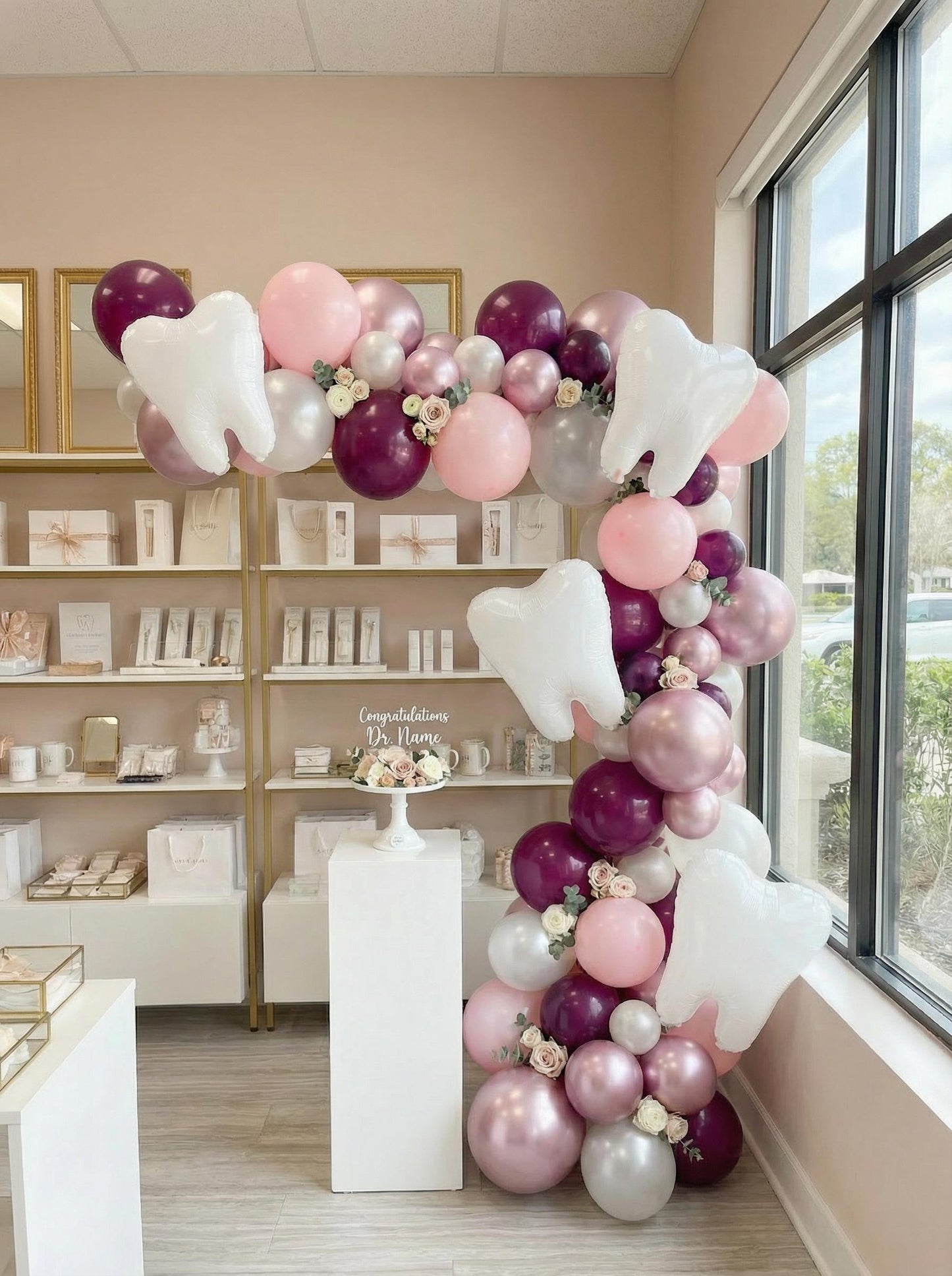 Dental Graduation Balloon Garland with Tooth Balloons: RDH School Party Decor