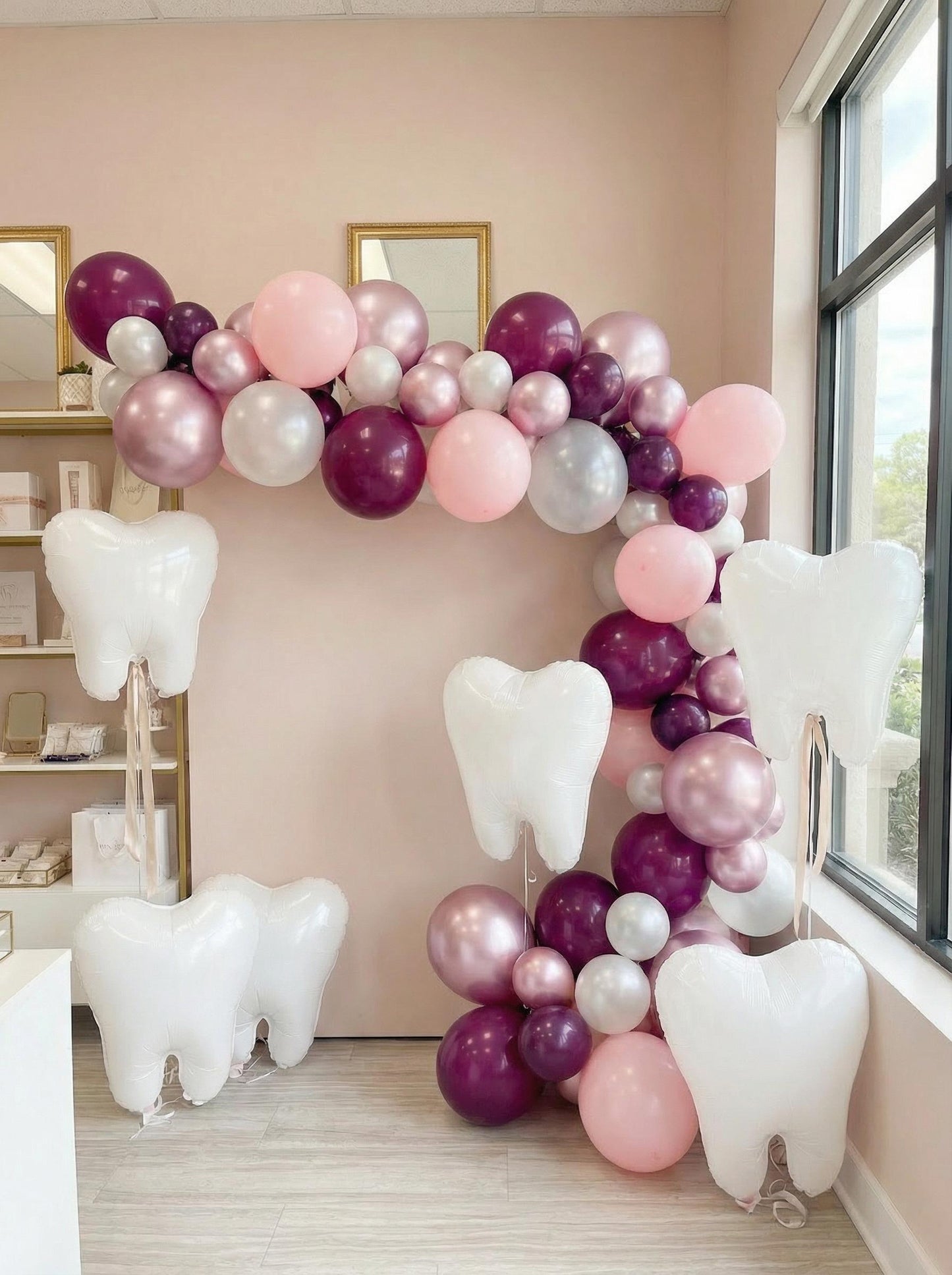 Dental Graduation Balloon Garland with Tooth Balloons: RDH School Party Decor