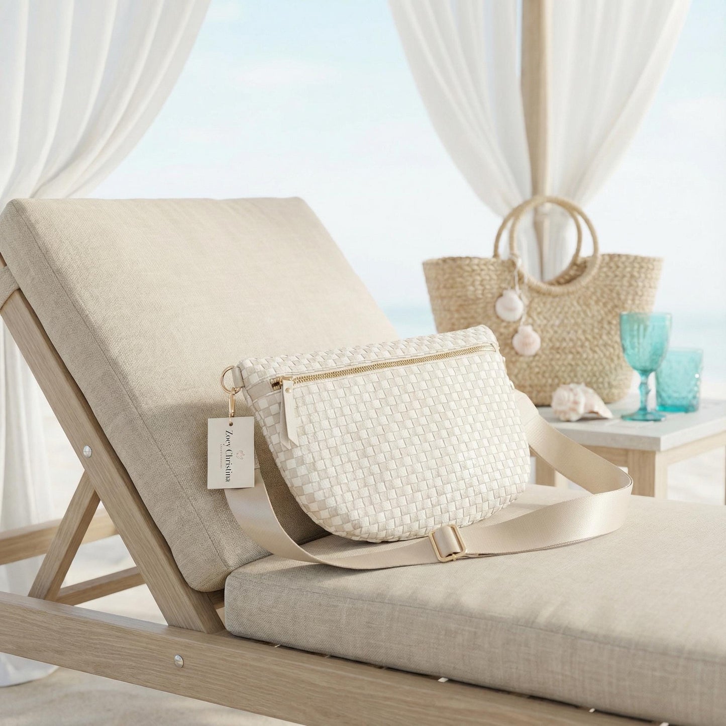 Brown Woven Crossbody Bag: Bridesmaid Gift Purse, Neutral Faux Leather Everyday style