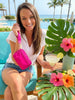 Hot Pink Wristlet Crossbody Wallet: Tropical Bachelorette Party Favor | Girls Trip Wallet