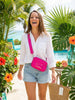 Hot Pink Wristlet Crossbody Wallet: Tropical Bachelorette Party Favor | Girls Trip Wallet