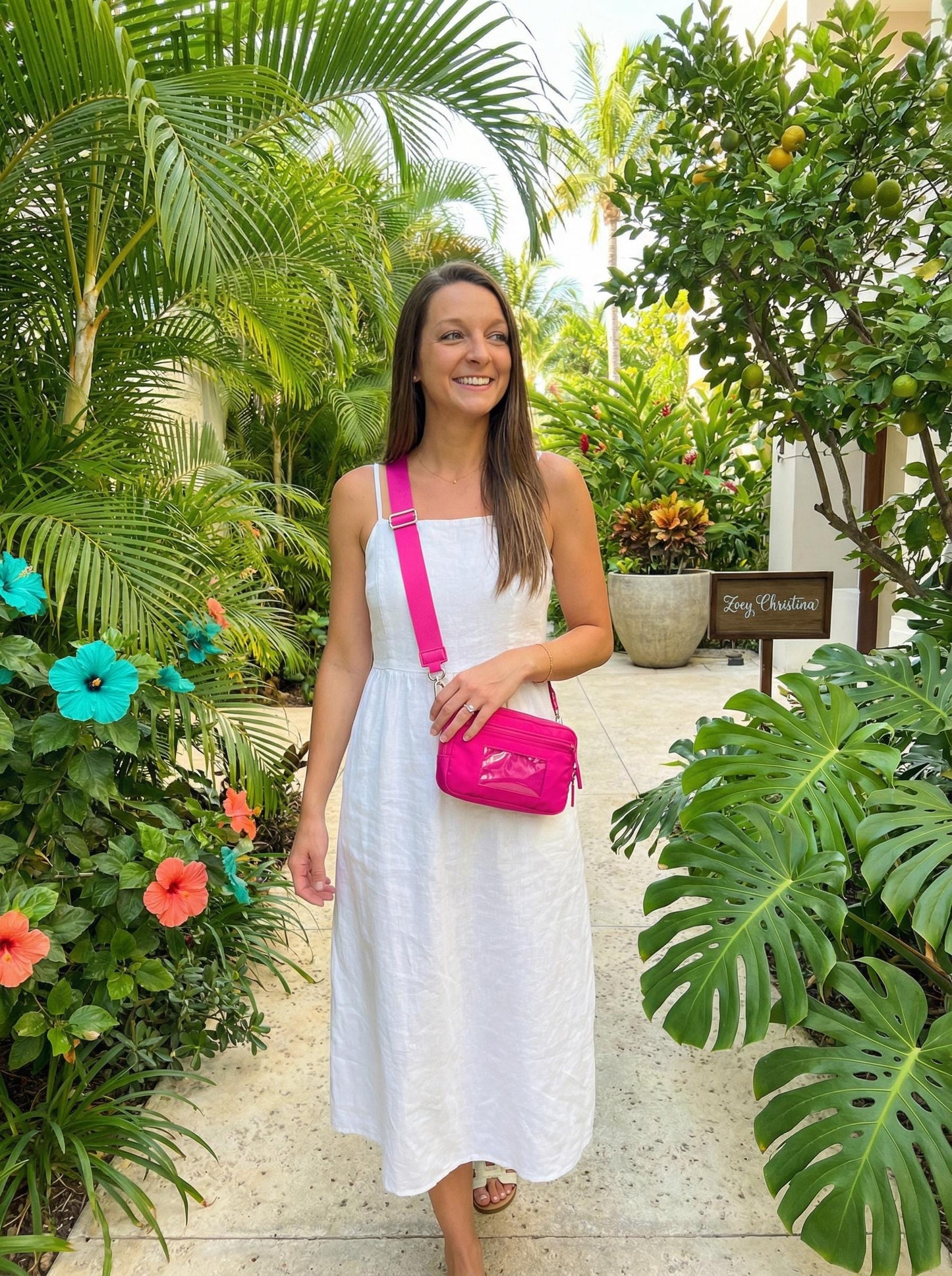 Hot Pink Wristlet Crossbody Wallet: Tropical Bachelorette Party Favor | Girls Trip Wallet