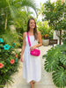 Hot Pink Wristlet Crossbody Wallet: Tropical Bachelorette Party Favor | Girls Trip Wallet
