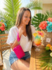 Hot Pink Wristlet Crossbody Wallet: Tropical Bachelorette Party Favor | Girls Trip Wallet