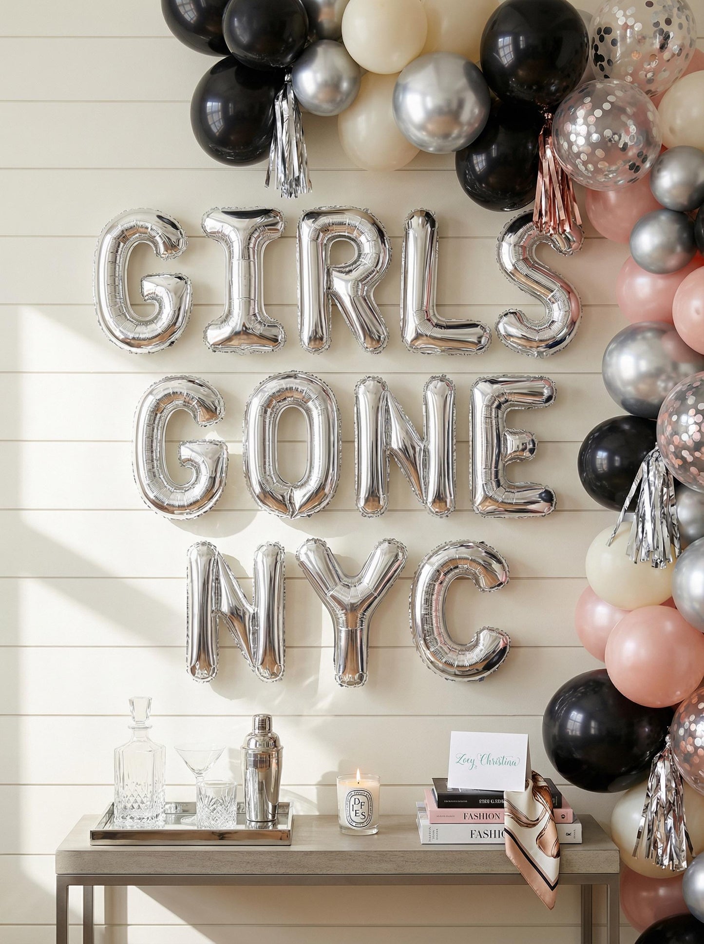 New York Bachelorette Foil Balloon Letters: NYC Girls Trip Decorations