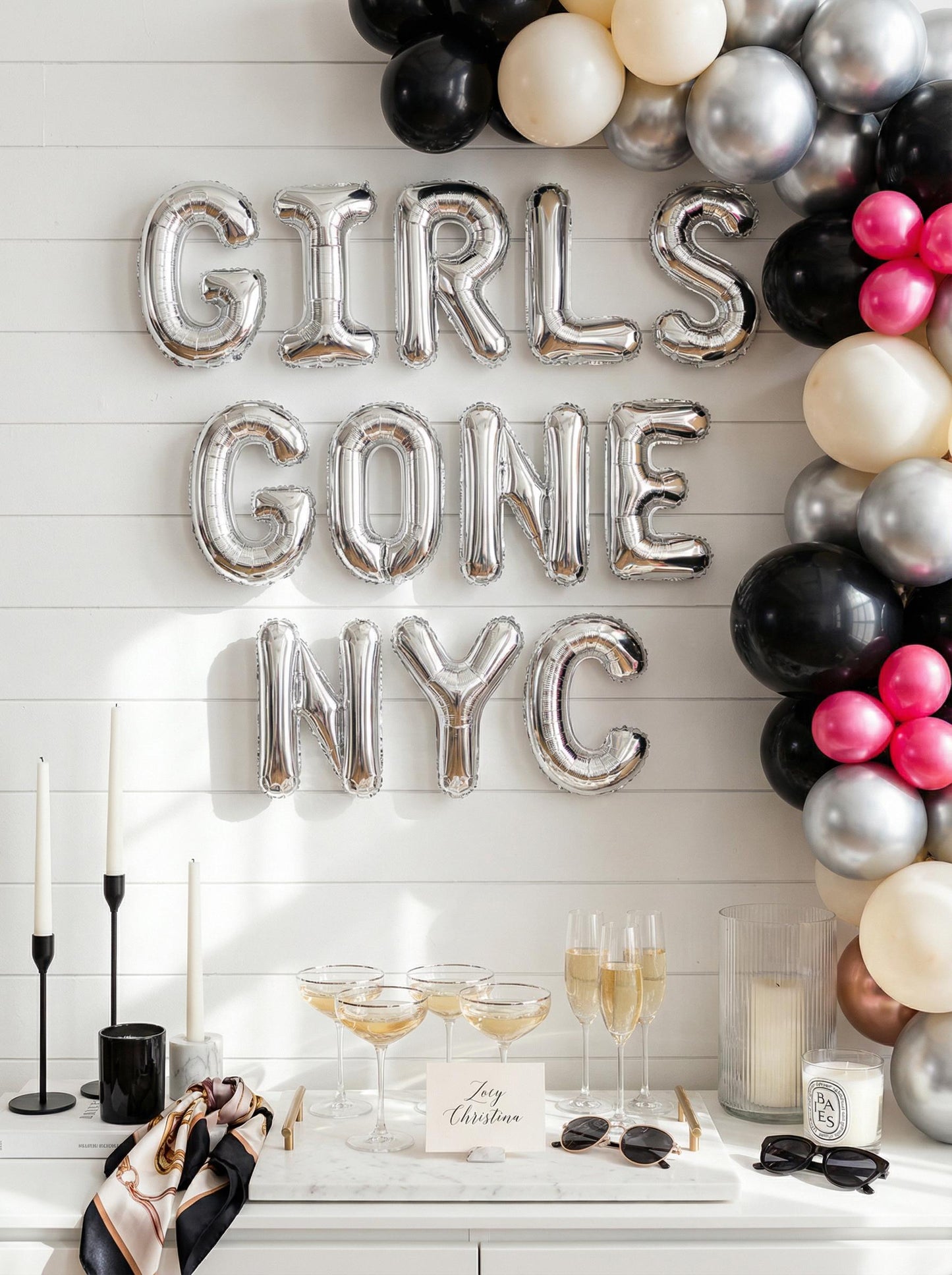 New York Bachelorette Foil Balloon Letters: NYC Girls Trip Decorations