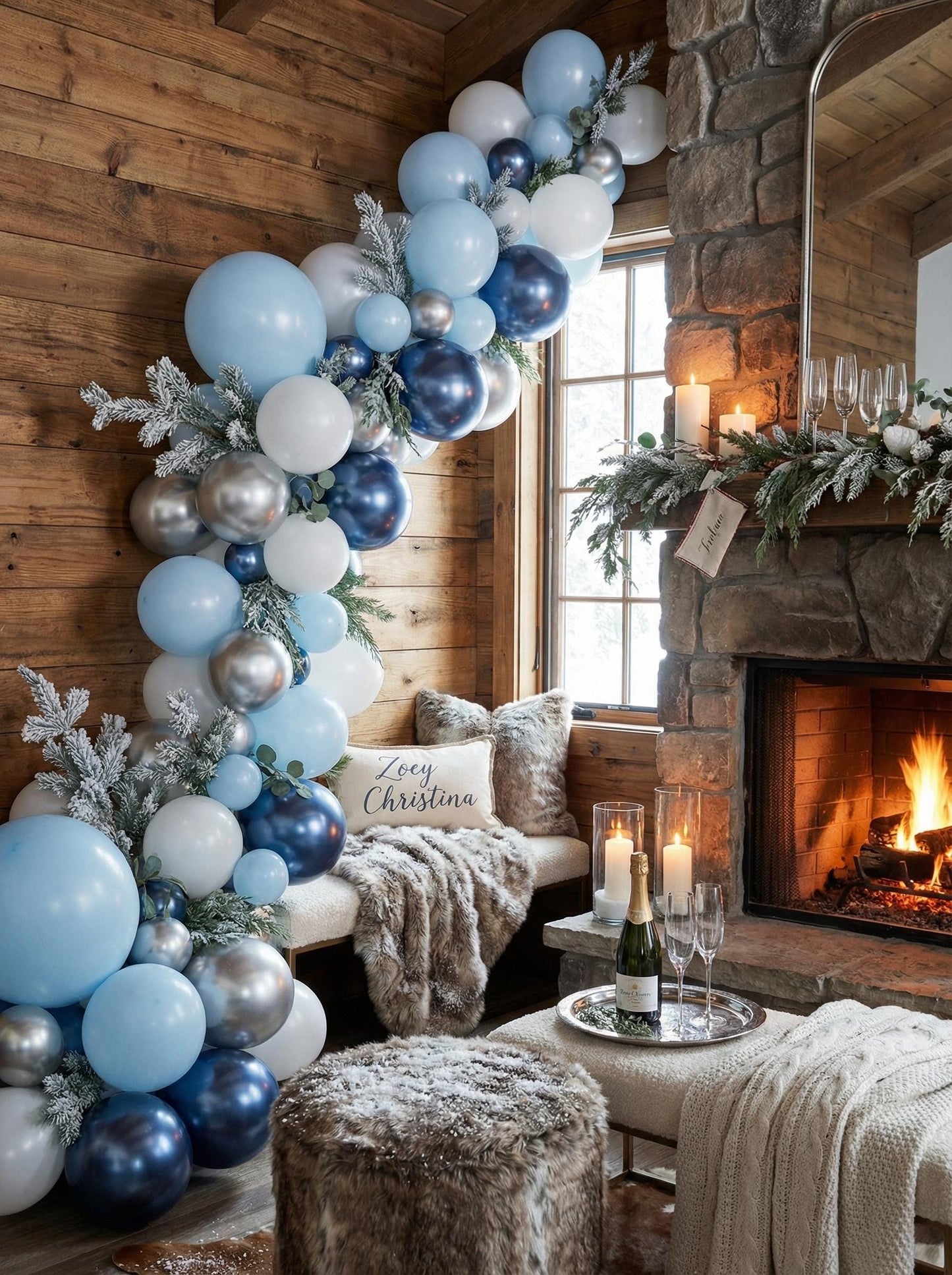 Apres Ski bachelorette decor Balloon Garland Kit: Winter Resort themed Decor