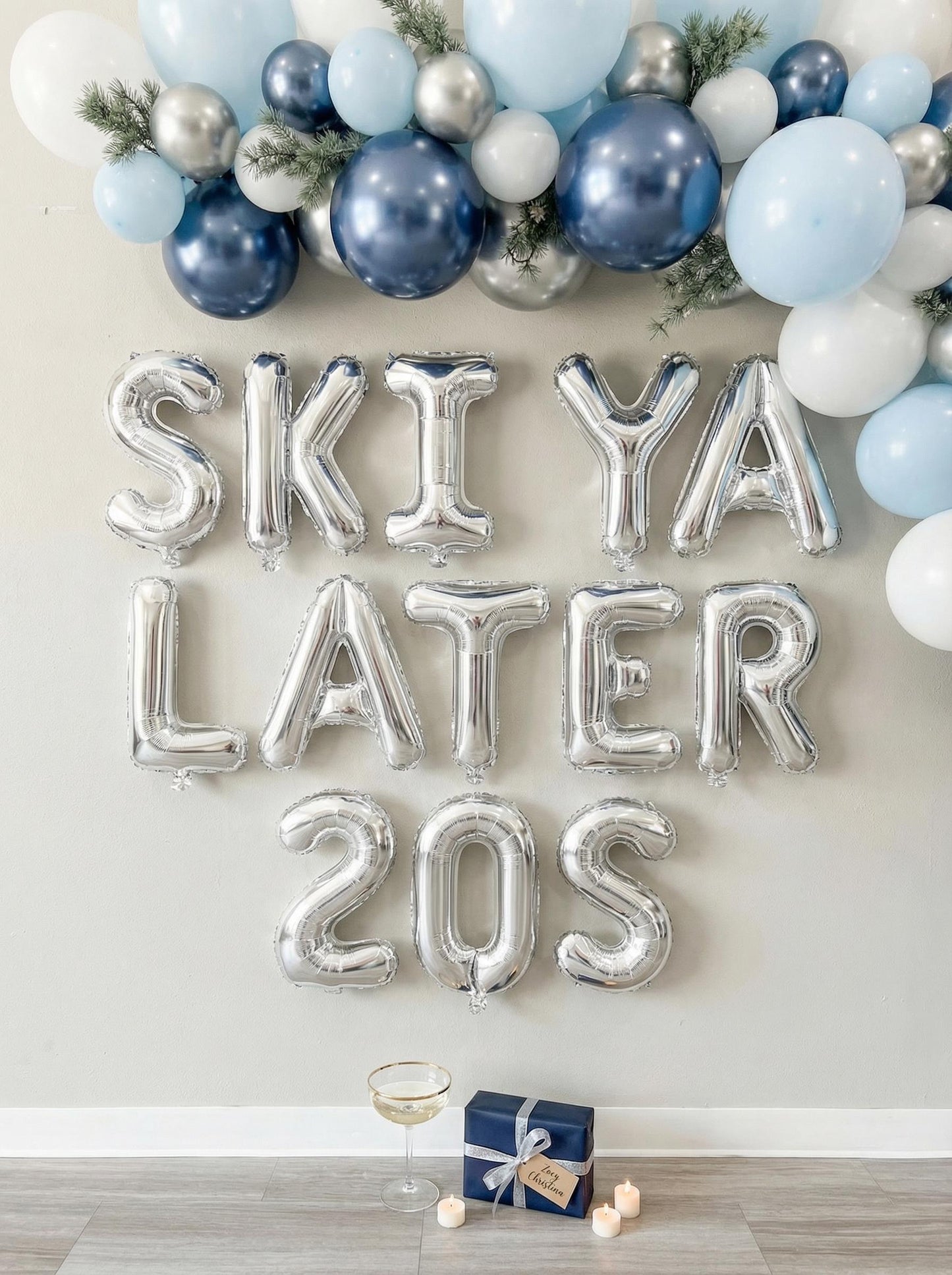 SKI YA LATER 20S Foil Balloon Letters: Après Ski Birthday Party Decor