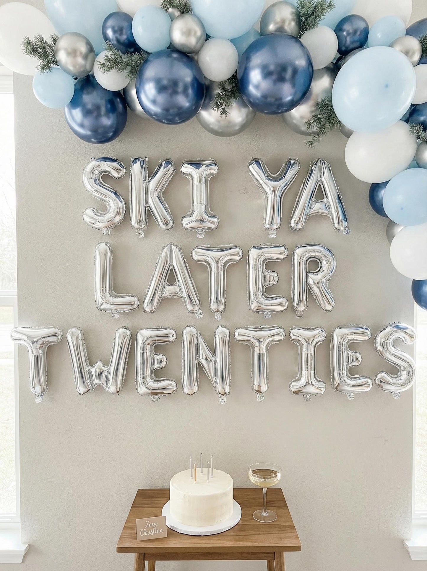 SKI YA LATER 20S Foil Balloon Letters: Après Ski Birthday Party Decor
