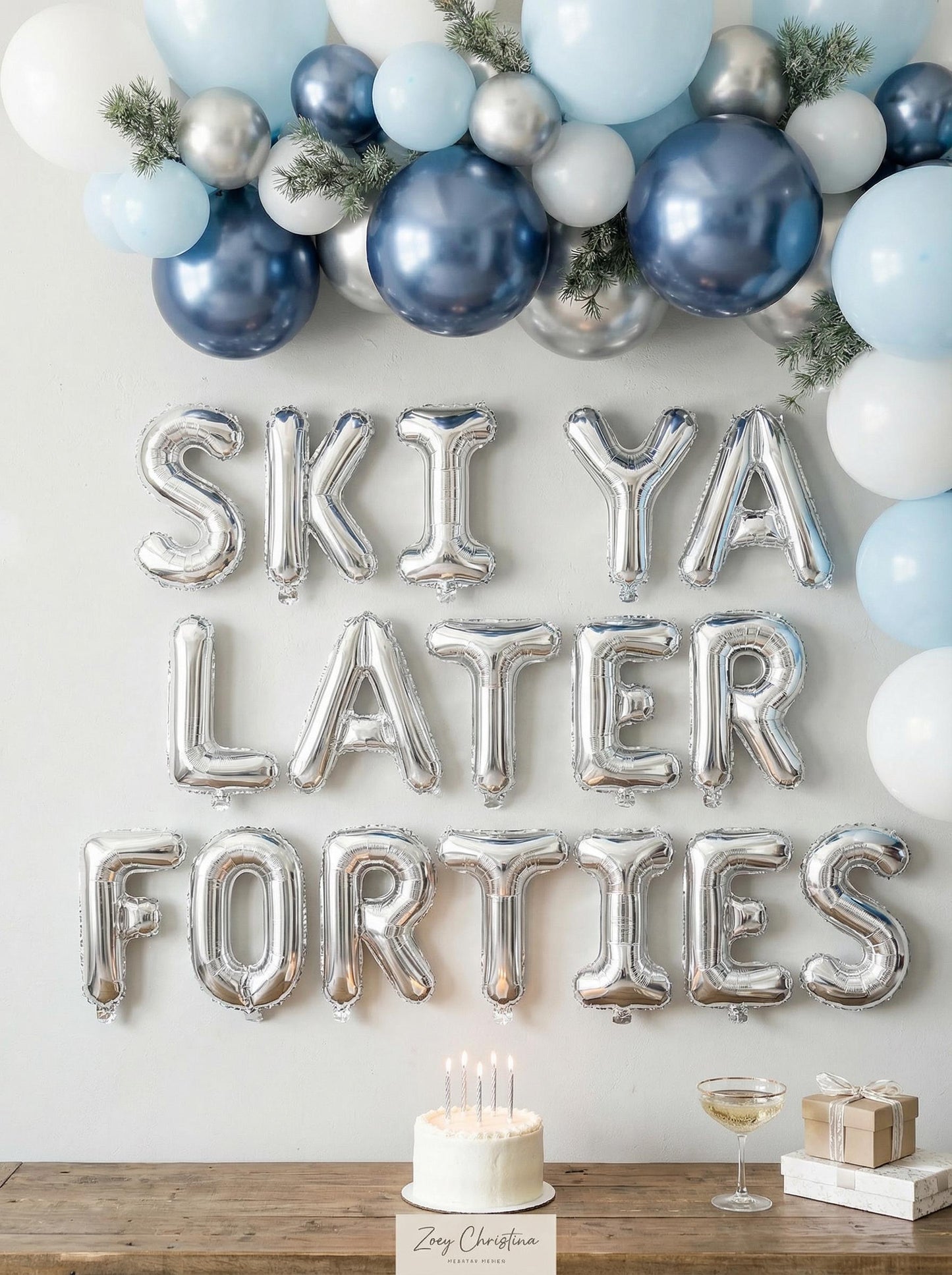 SKI YA LATER 40S Foil Balloon Letters: Après Ski Birthday Party Decor