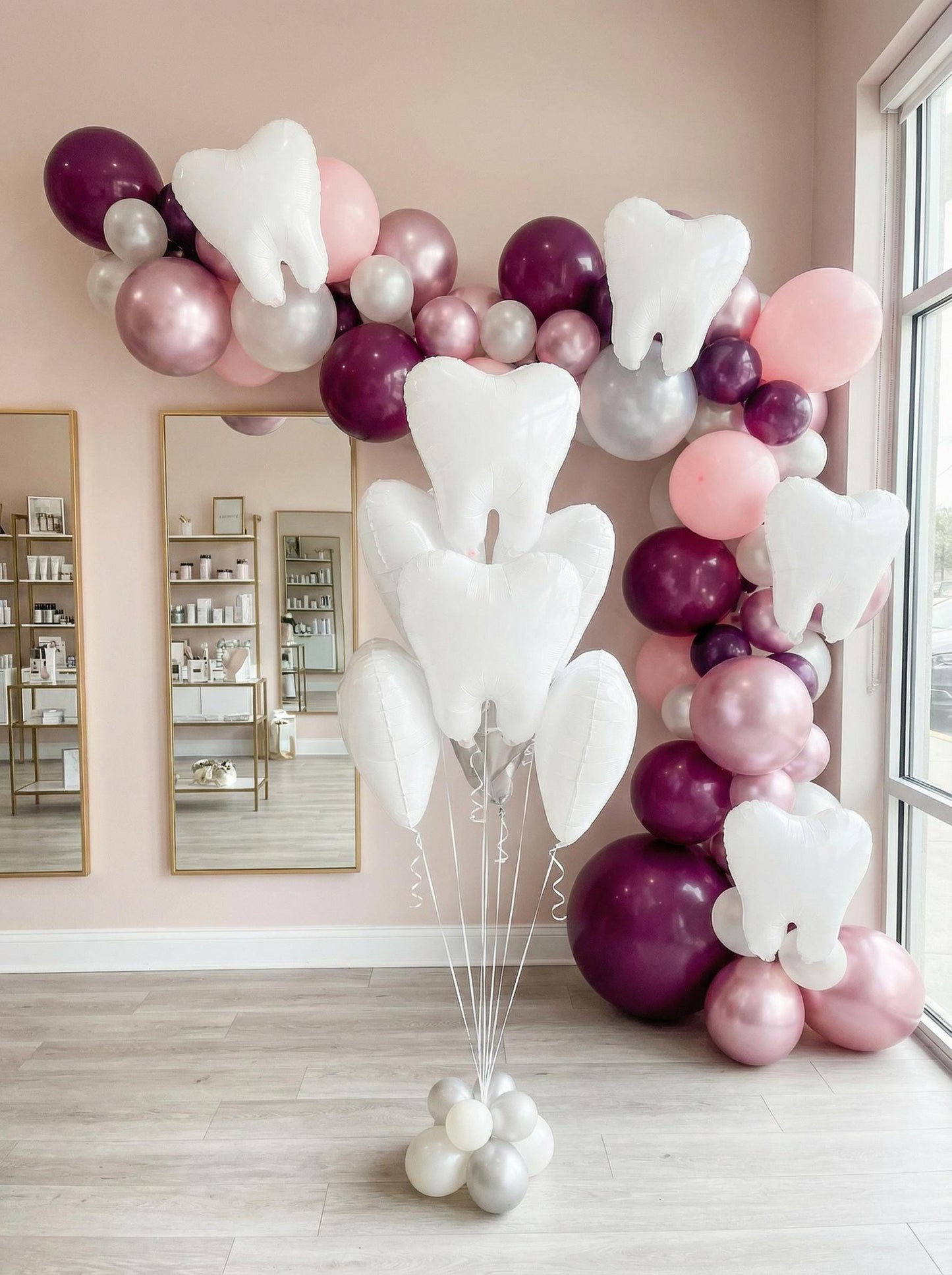 Dental Graduation Balloon Garland with Tooth Balloons: RDH School Party Decor