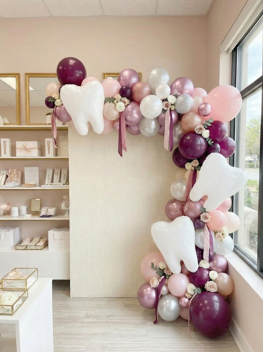Dental Graduation Balloon Garland with Tooth Balloons: RDH School Party Decor