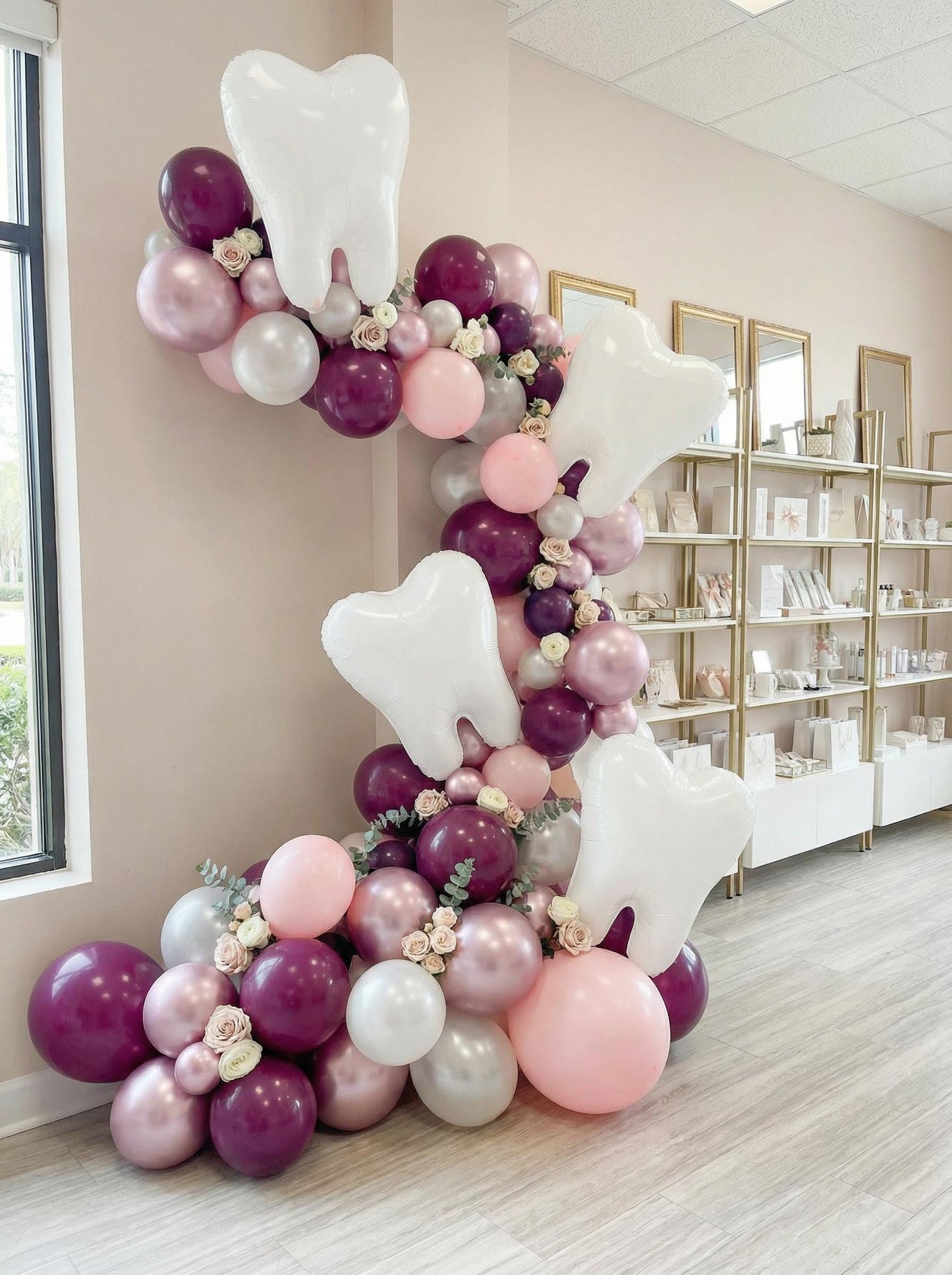 Dental Graduation Balloon Garland with Tooth Balloons: RDH School Party Decor