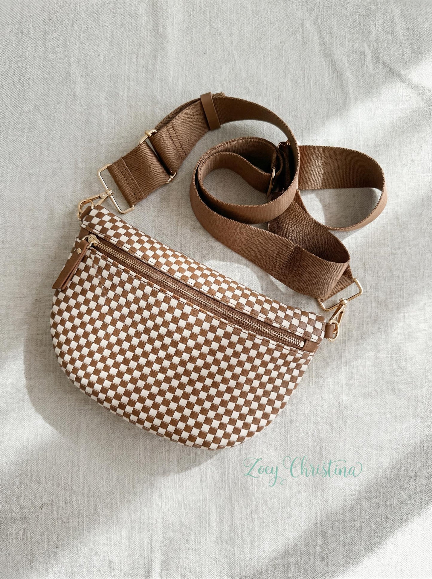 Camp Bachelorette Crossbody Bag: Olive Green Checker Crossbody Purse for Cabin Bach