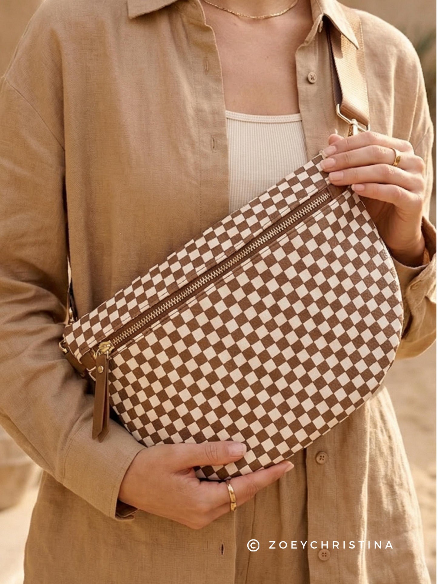 Camp Bachelorette Crossbody Bag: Olive Green Checker Crossbody Purse for Cabin Bach