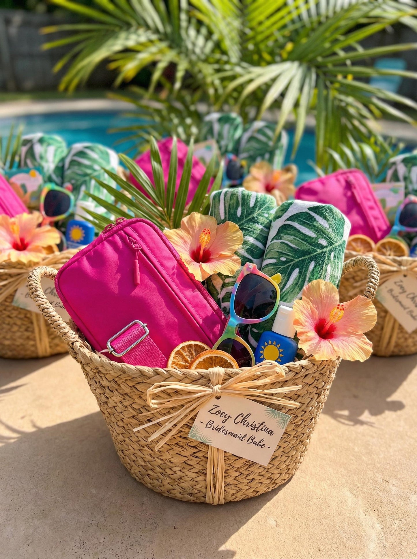 Hot Pink Wristlet Crossbody Wallet: Tropical Bachelorette Party Favor | Girls Trip Wallet