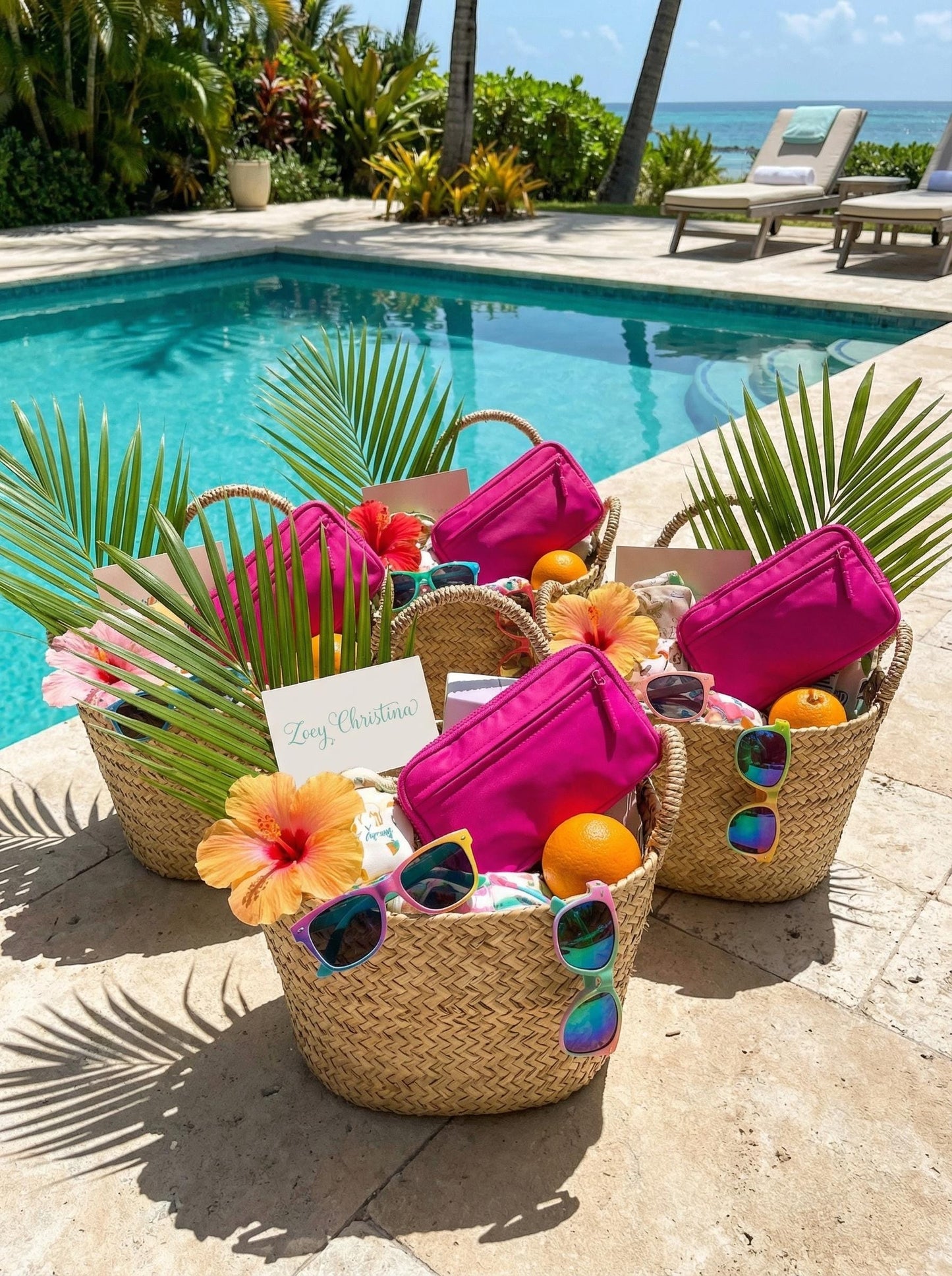 Hot Pink Wristlet Crossbody Wallet: Tropical Bachelorette Party Favor | Girls Trip Wallet