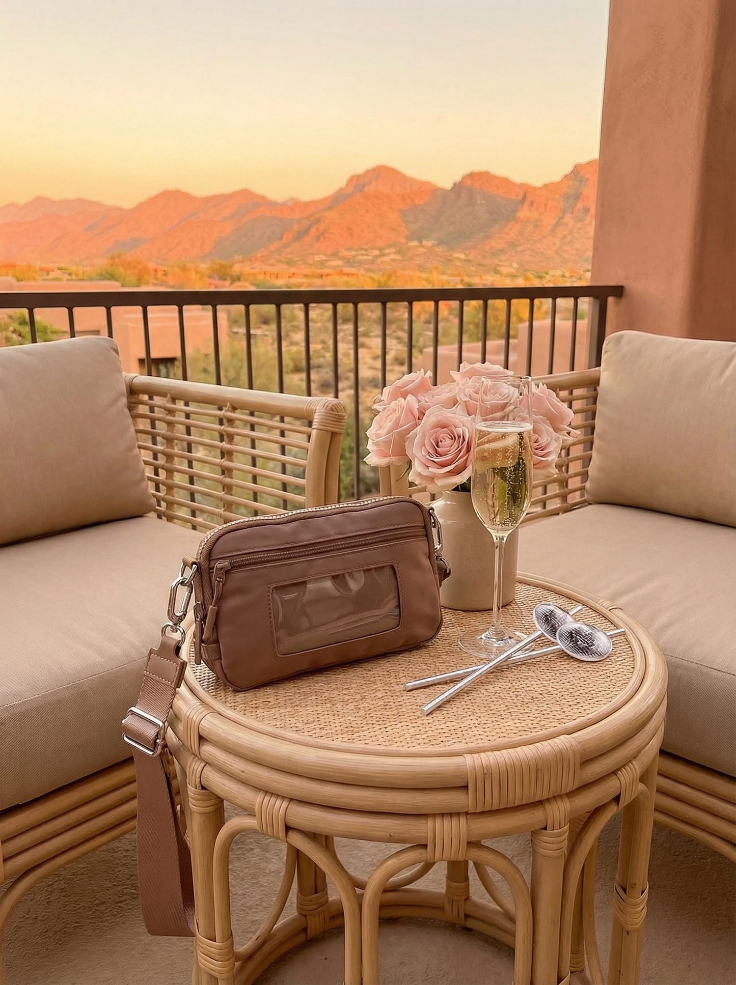 Desert Bachelorette Crossbody Wristlet Wallet: Neutral Bridesmaid Gift | Girls Trip Wallet