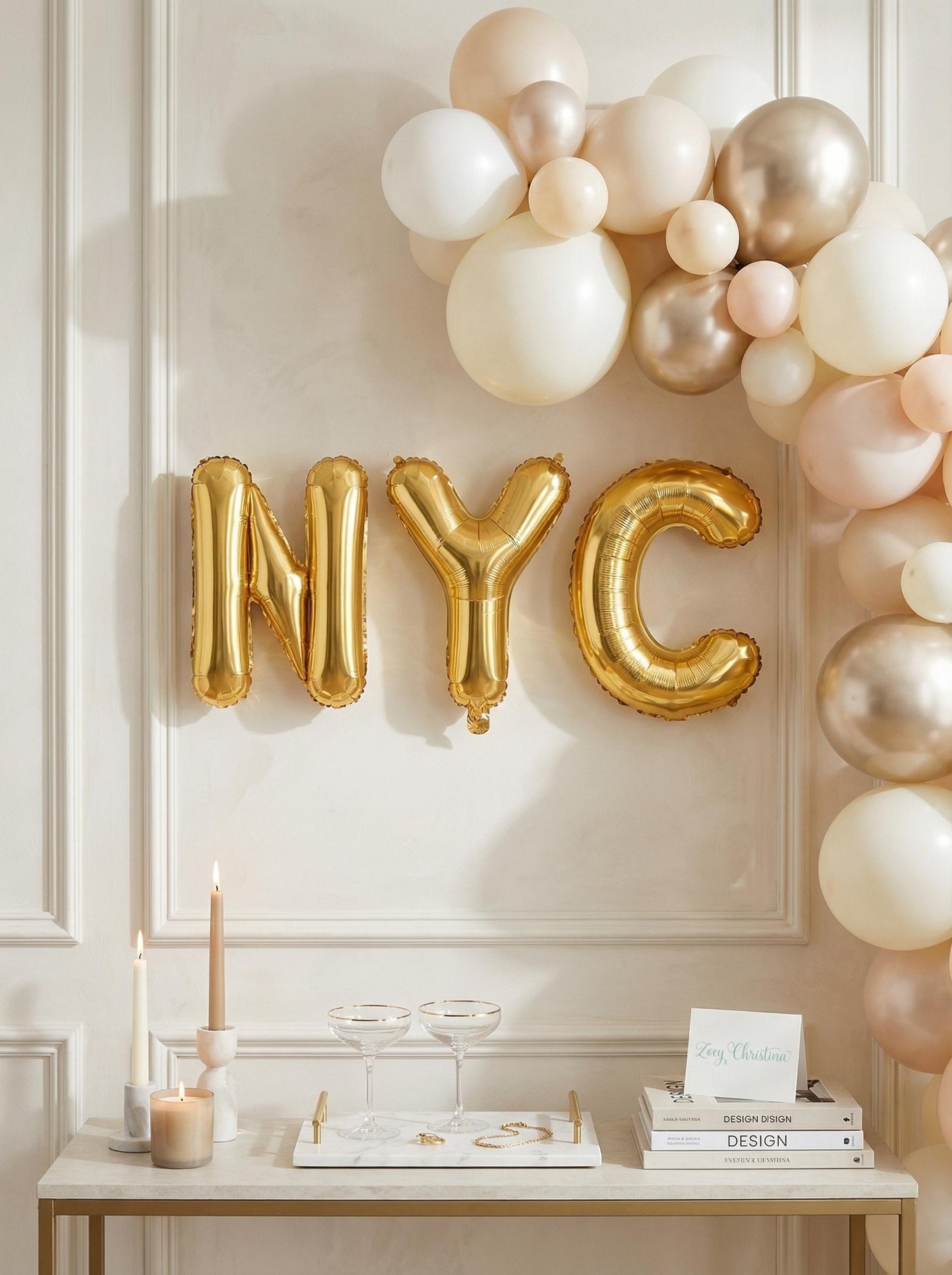 New York Bachelorette Foil Balloon Letters: NYC Girls Trip Decorations