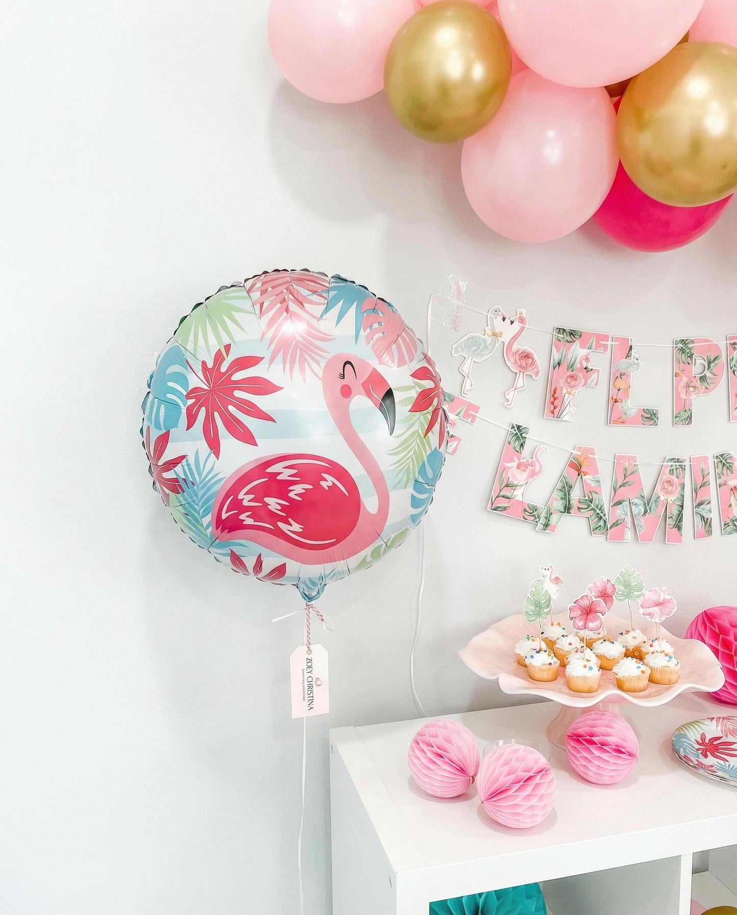 Pink Flamingo Balloon: Tropical Bachelorette Party Decor (18")