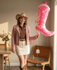 Pink Cowgirl Boot Foil Balloon: Western Bachelorette Party Decor
