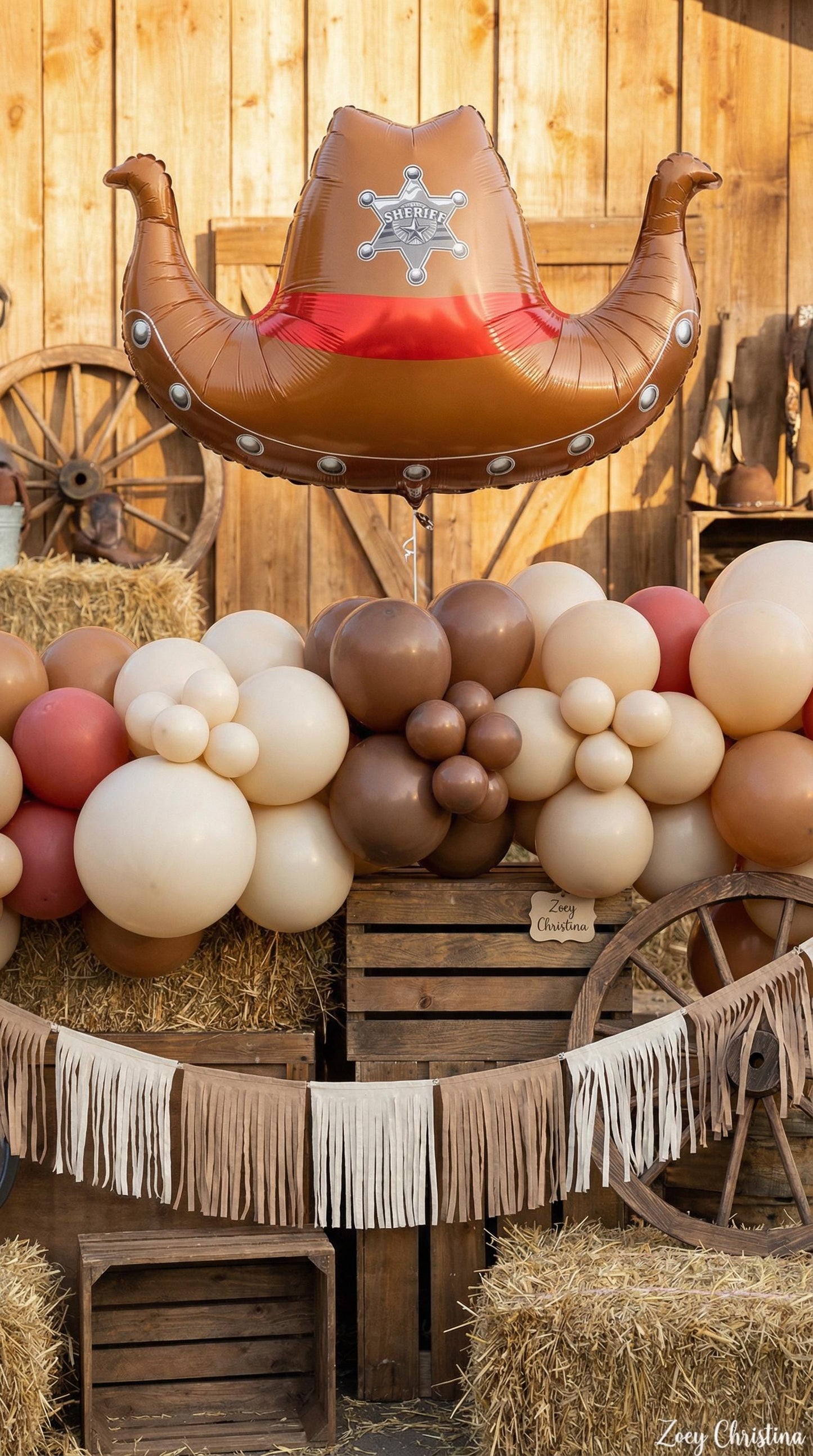 Cowboy Hat Foil Balloon: Western Party Decor, Sheriff Star Balloon