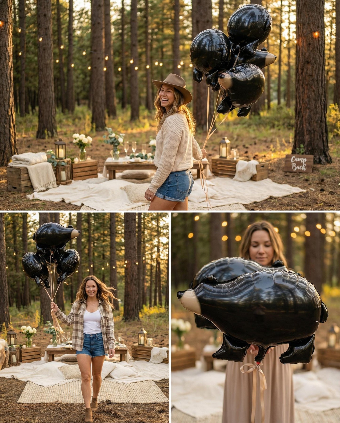 Black Bear Balloon: Woodland Bachelorette Party Decor