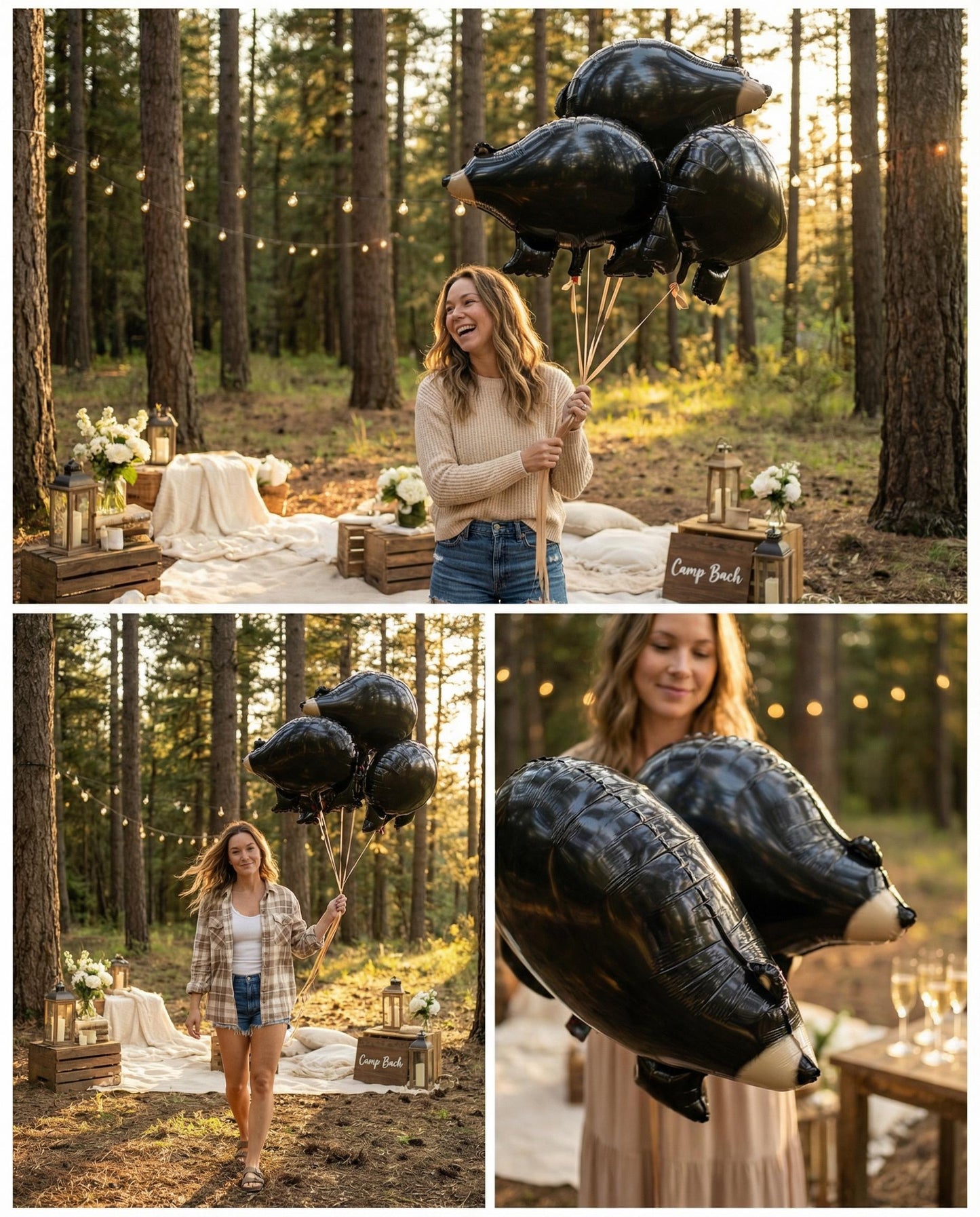 Black Bear Balloon: Woodland Bachelorette Party Decor