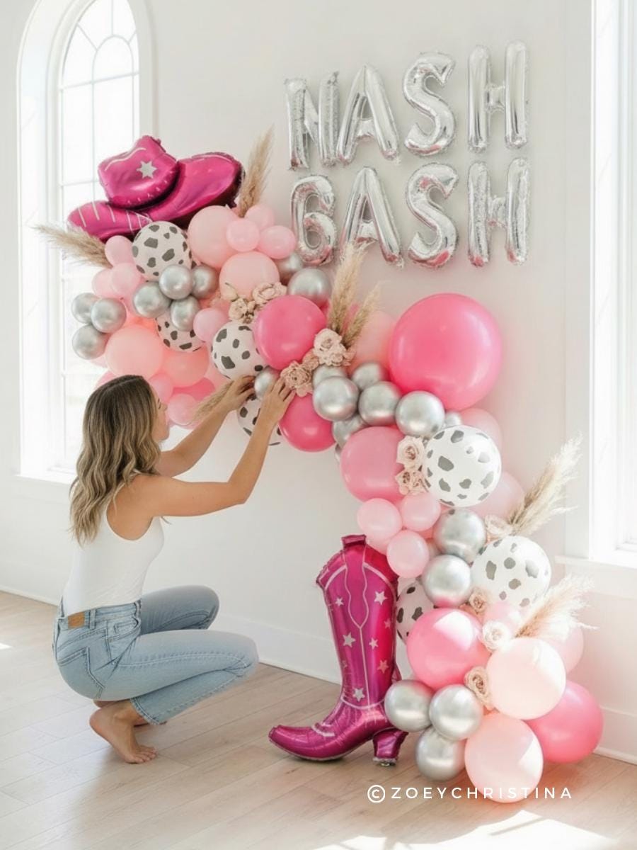 Pink Cowgirl Balloon Garland Kit: Nashville Bachelorette Party Decor
