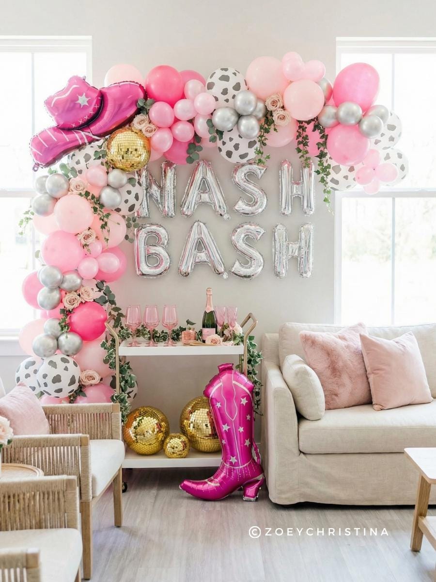 Pink Cowgirl Balloon Garland Kit: Nashville Bachelorette Party Decor