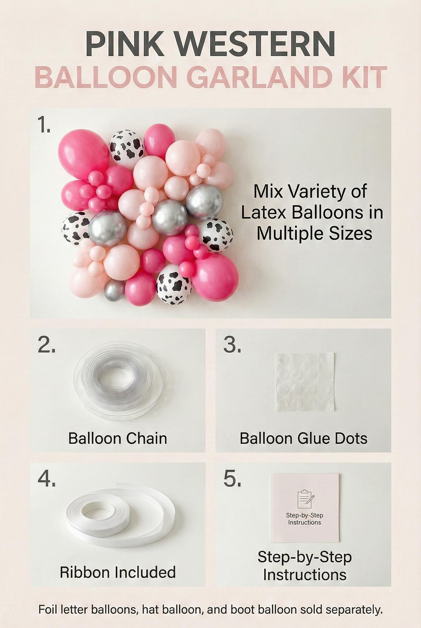 Pink Cowgirl Balloon Garland Kit: Nashville Bachelorette Party Decor