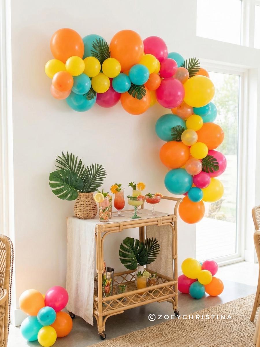 Tropical Island Balloon Garland Kit: Colorful Luau Party Decor • Pool Bachelorette Balloons