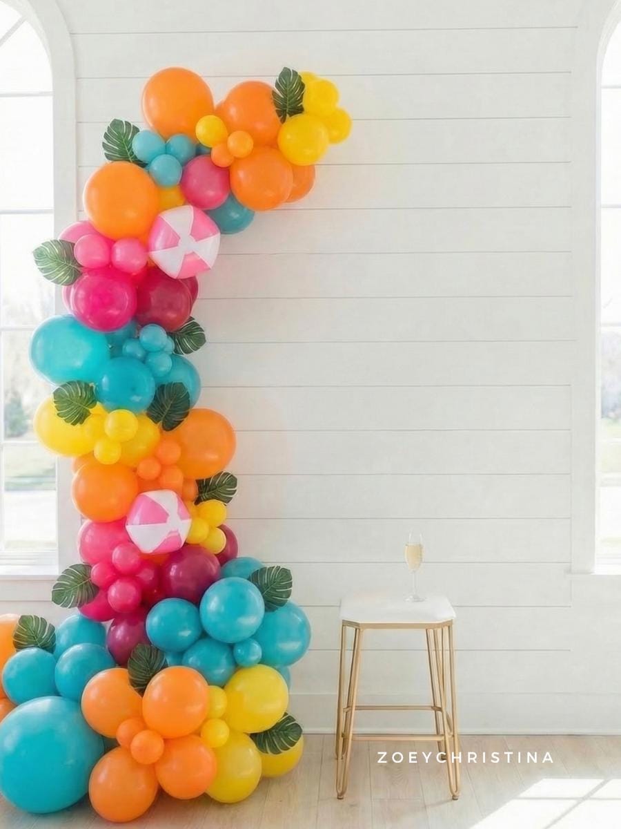 Tropical Island Balloon Garland Kit: Colorful Luau Party Decor • Pool Bachelorette Balloons