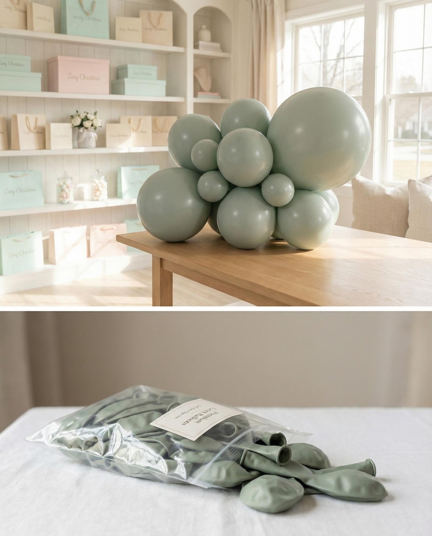 Sage Green Balloons: Dusk Balloon Pack, Boho Balloon Garland Kit, Sage Wedding Balloons